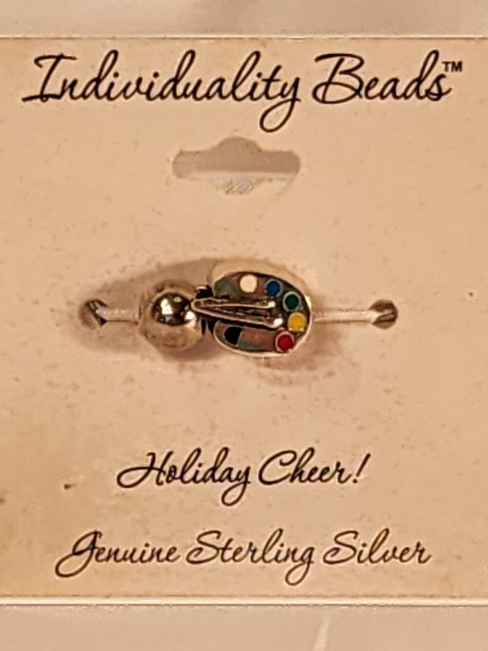 NWT STERLING SILVER 925 Artist Paint Palette Bead with Spacer Bead
